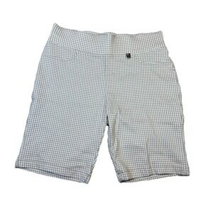 Tommy Hilfiger Bermuda Shorts Women Size 8 Gingham Tan Plaid Print Stretch